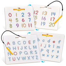 Magnetic Letter and Number Tracing Board, Double Sided ABC Writing Practice Toy, 2 in 1 Learning for Kids