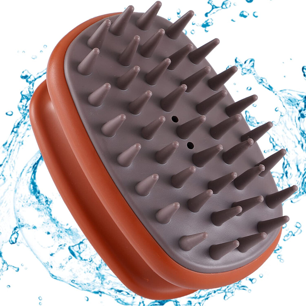 Brown Scalp Massager Shampoo Brush With Soft Silicone Bristles For Hair Growth And Dandruff Removal Â
