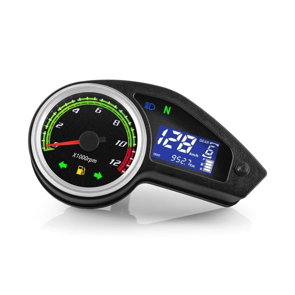 Motorcycle Digital Tachometer 12000 Rpm Speedometer Odometer With Fuel Gauge And Mileage Alert 9053599114024