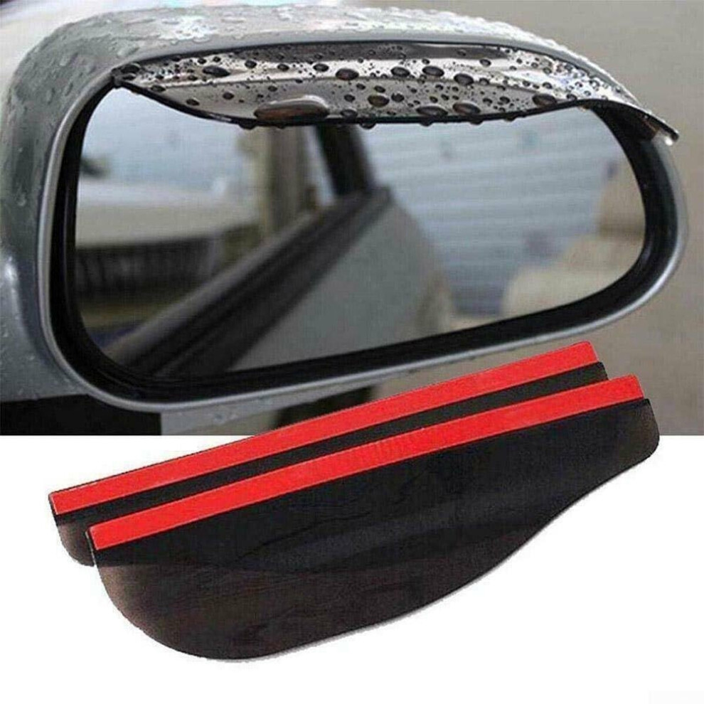 Universal Car Side Mirror Rain Visor With Glare Reduction, Transparent Rear View Guard Black 9053599114130