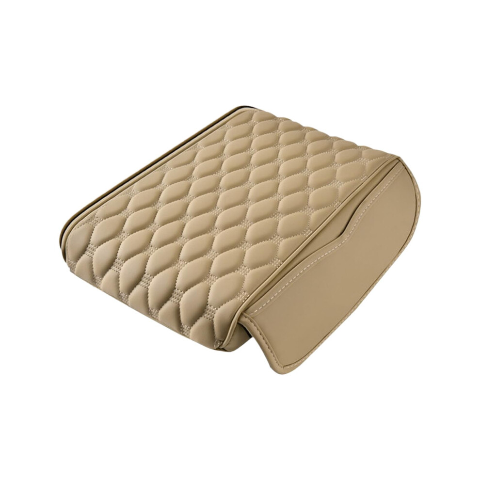Leather Car Armrest Cover With Memory Foam Comfort, Waterproof, Dual Side Pockets, Universal Fit, Yellow 9053599114215
