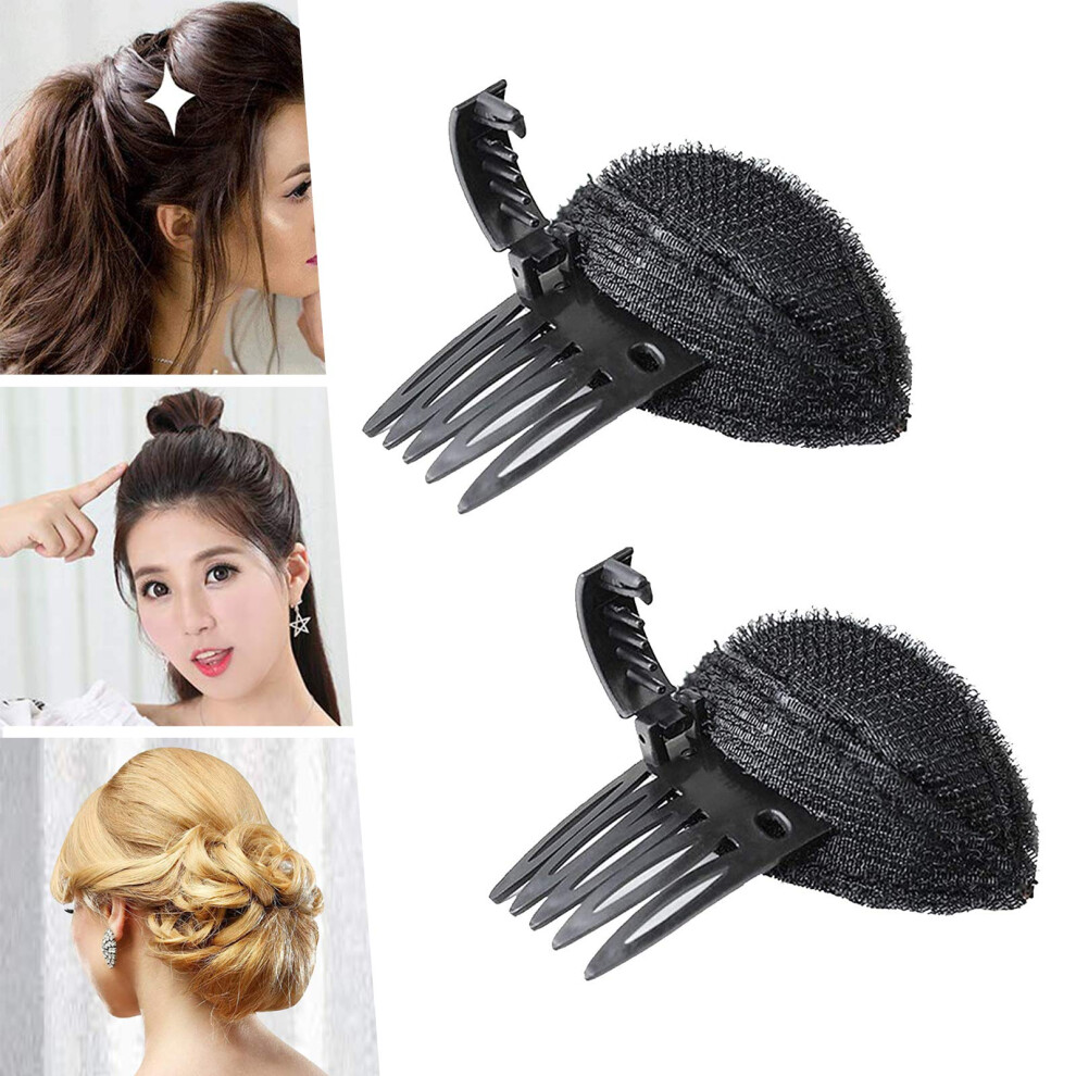 Hair Volume Insert with Comb, Invisible Styling Cushion Pad for Instant Hair Lift, Black 2pcs