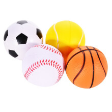 Soft PU Mini Sports Balls Set of 4 for Kids, Stress Relief Squeezable Play Balls, Realistic Sports Styles