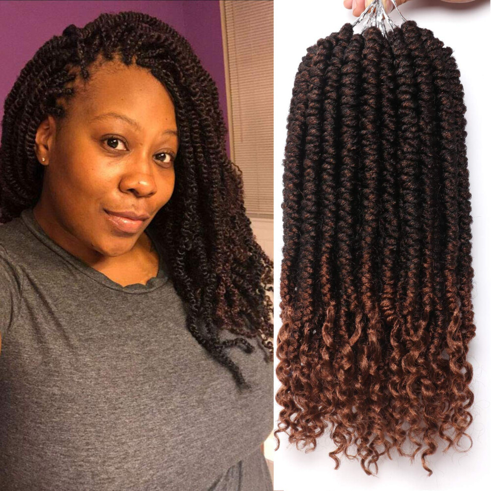 Spring Twist Crochet Hair 12 Inch Pretwisted Passion Twist Braids Short Curly for Black Women T1B30