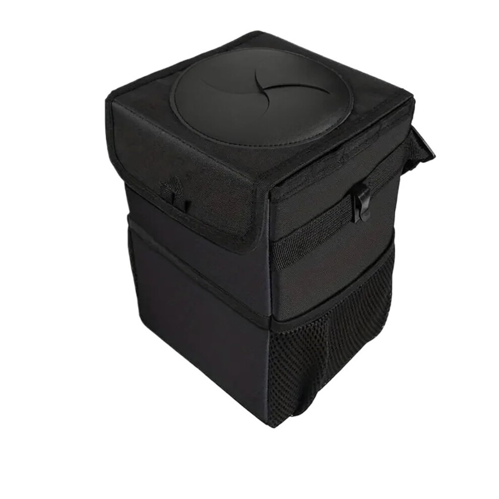 Car Trash Can With Lid And Storage Pocket, Leakproof Hanging Garbage Bin For Car Black 9053599116189