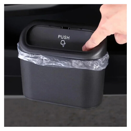 Car Trash Can with OdorBlocking Lid, Leakproof Vehicle Garbage Bin, Compact Black 1PC 1
