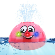 Light Up Bath Toys for Toddlers 13 Years with Automatic Water Activation and Colorful Spinning Action, Red
