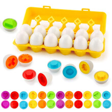 Color Matching Eggs Educational Toy 12 Piece Set for Toddlers Shape Sorting and Fine Motor Skills