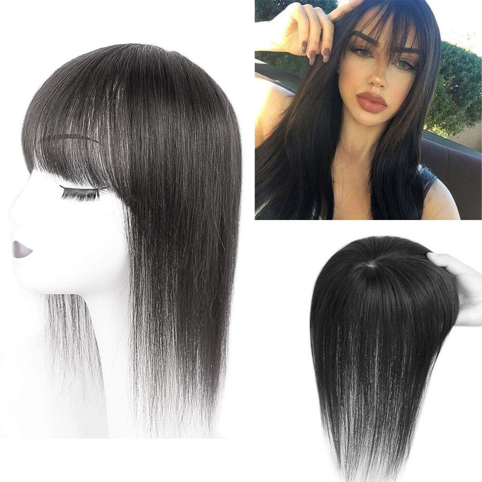 Unisex Remy Human Hair Clip In Topper For Women, Straight Hairpiece For Thinning Hair And Crown Volume, 30Cm