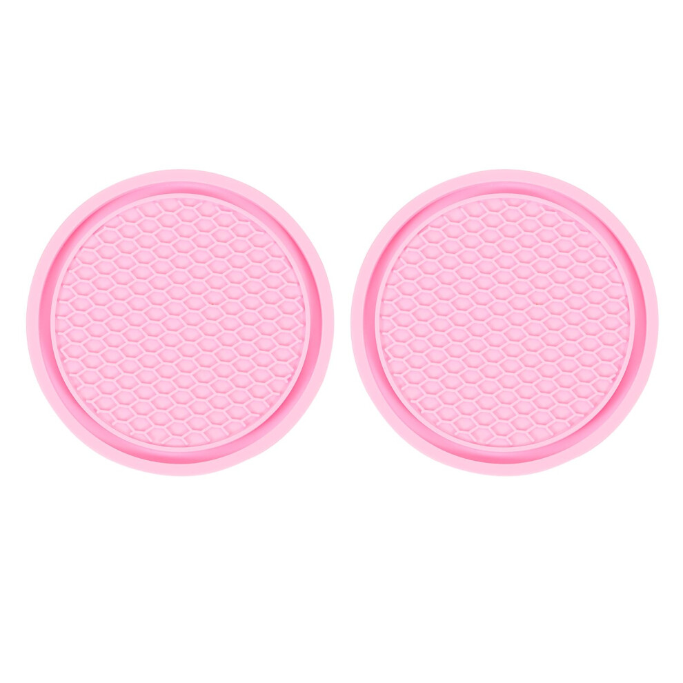 2Pcs Pvc Car Cup Holder Coasters Nonslip Heatresistant Mats Fits Most Vehicles Pink 9053599116349