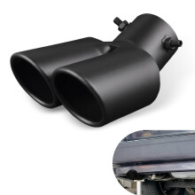 Universal Black Dual Outlet Car Exhaust Tip, Stainless Steel Noise Reduction Tail Pipe,  Temp Resistant