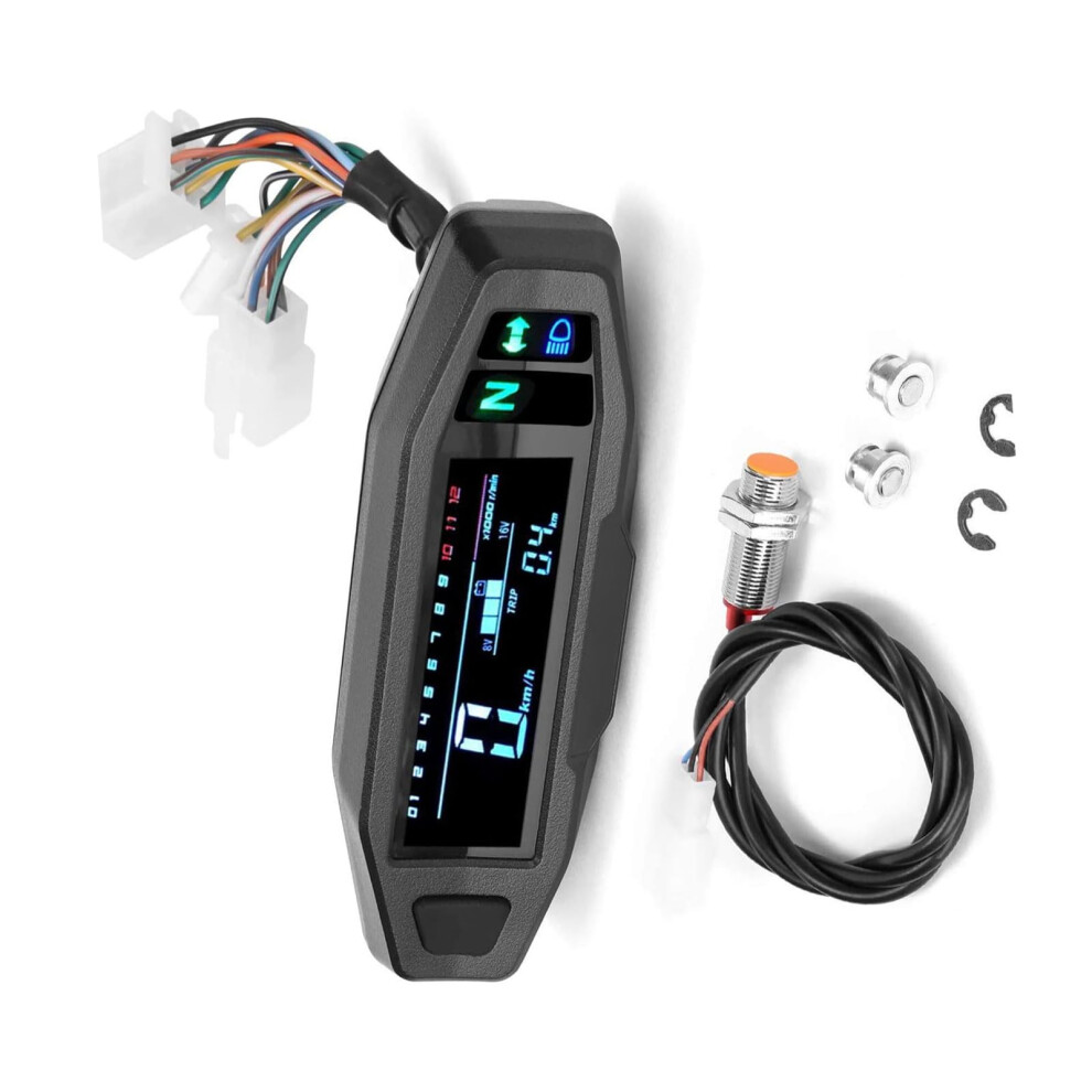 Motorcycle Lcd Speedometer With Odometer Tachometer Waterproof Backlight For Most Bikes White 9053599116387