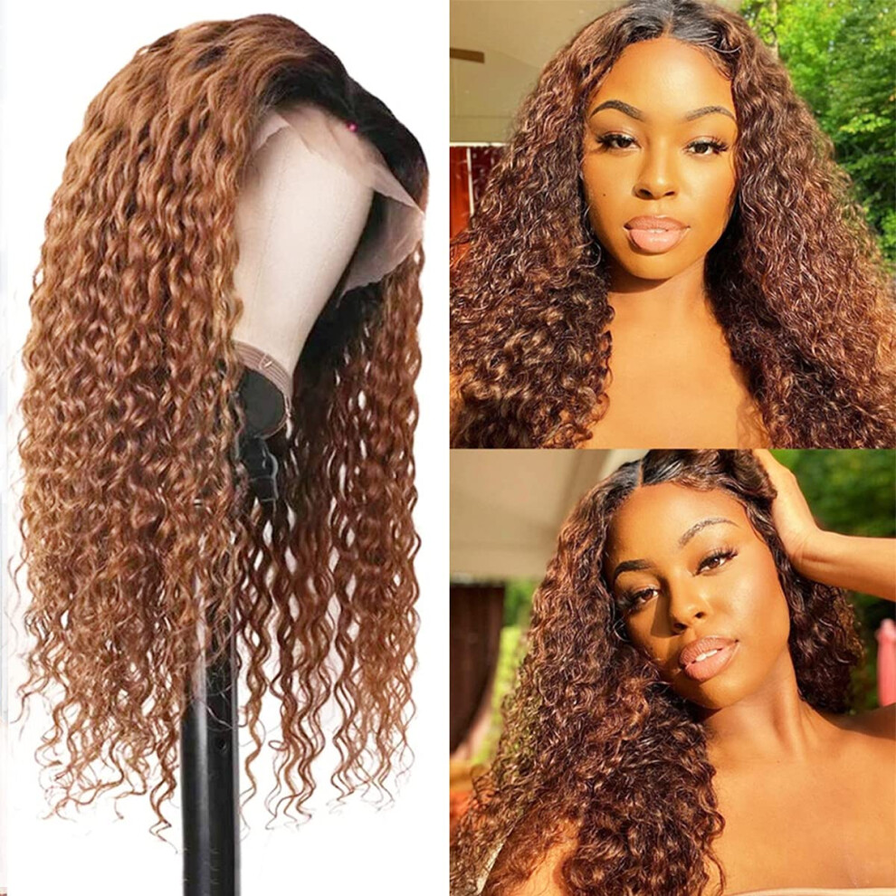 Unisex Dark 13X1 T Part Lace Front Human Hair Wig 150% Density Roots Honey Blonde Preplucked
