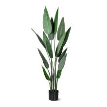 5FT Artificial Bird of Paradise Plant with Pot, Tall Fake Tropical Palm Tree for Home Office Decor