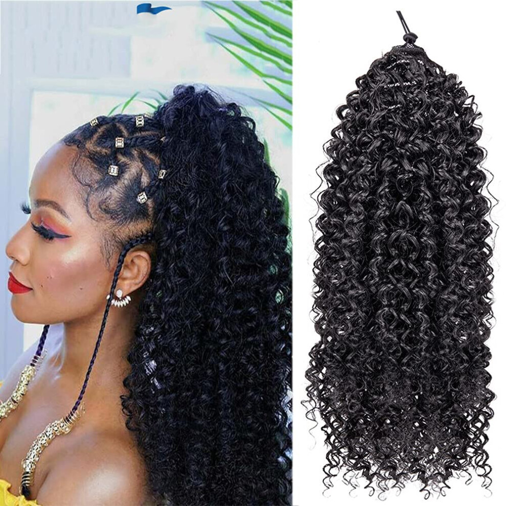 Unisex Kinky Curly Ponytail Extension Ombre T1b/Bug 9 Inch Synthetic Hairpiece With Adjustable Secure Fit