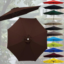 Patio Umbrella Replacement Canopy UV30+ Waterproof 8 Ribs Durable Polyester Outdoor Cover 2.7m Navy Coffee