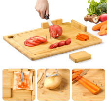 Adaptive One Handed Cutting Board with Larger Fixation Area, Dual Bread Holder and Juice Groove for Disabled and Elderly