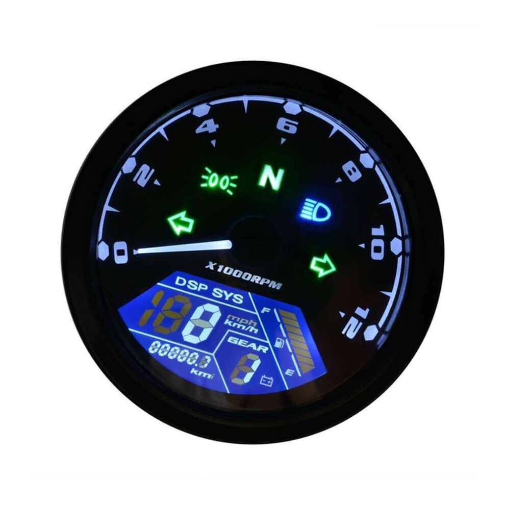 Motorcycle Digital Tachometer And Odometer Gauge With Dual Speed Display, Wide Viewing Angle 9455672790314