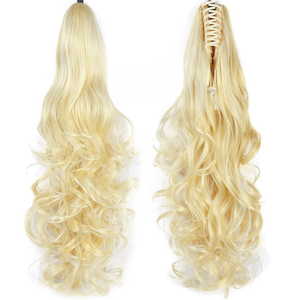 Ponytail Hair Extensions 22 Inch Natural Deep Wave Clip In Synthetic Hair Heat Resistant