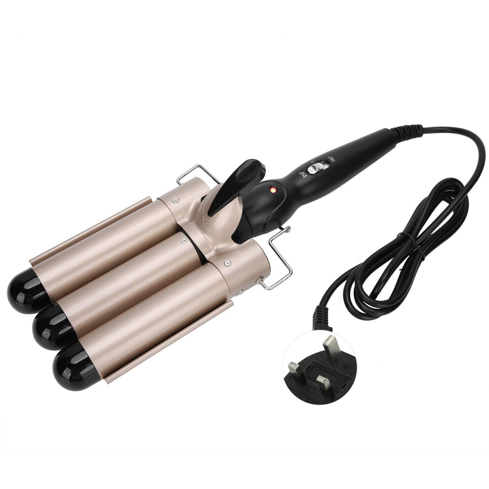 32mm Golden Triple Barrel Curling Iron Hair Curler with Fast Heating and Adjustable Heat Settings