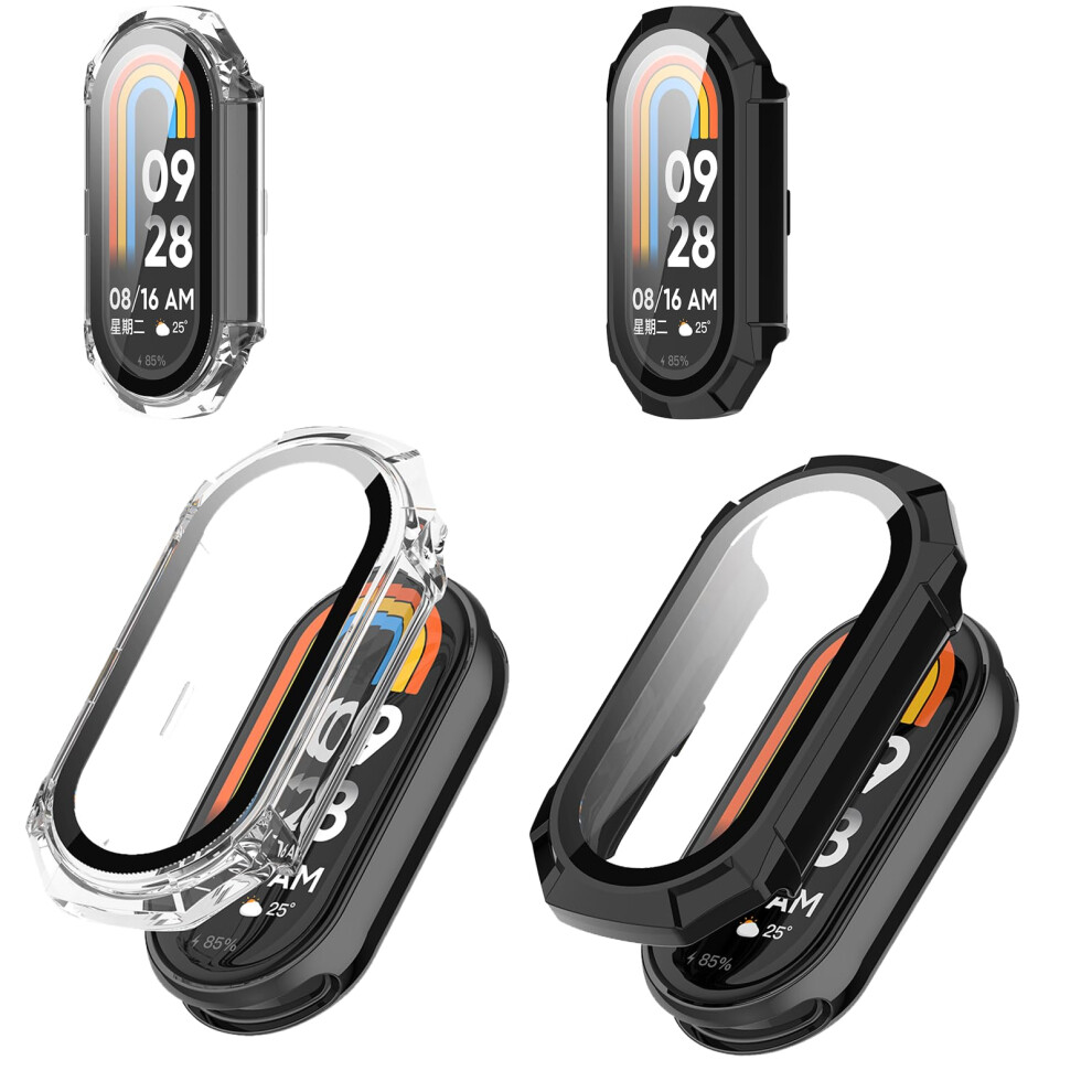 Shockproof Case With Tempered Glass Screen Protector And Transparent For Xiaomi Smart Band 10 Black 9070919938719