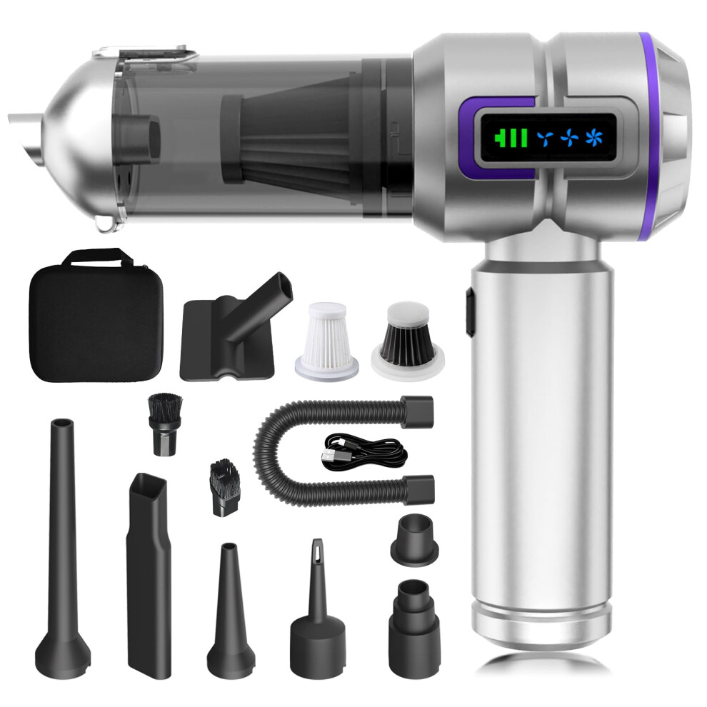 Cordless Car Vacuum Cleaner 22000Pa Suction With Led Display Typec Charging Silver/Purple 9455672790567
