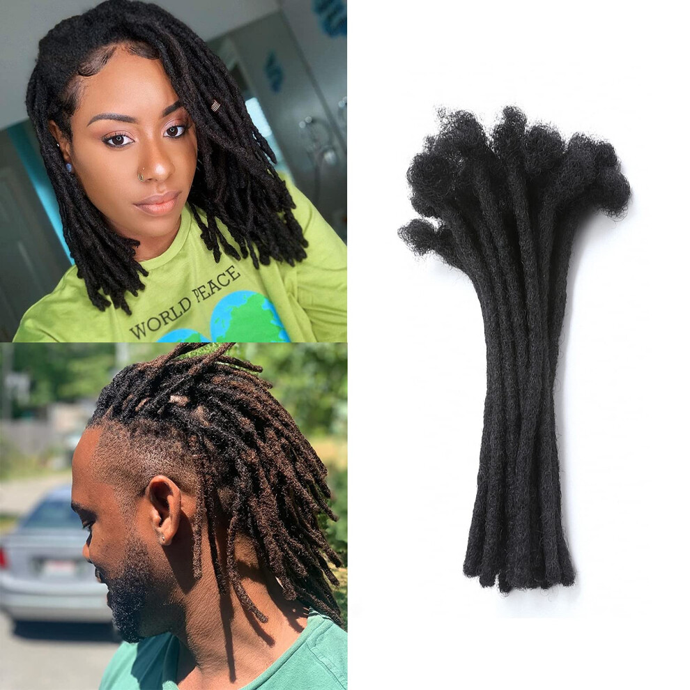 Unisex Black 100% Human Hair Dreadlock Extensions Natural Handmade Permanent Loc Extensions, Dyeable, 10 Inch, 60 Strands
