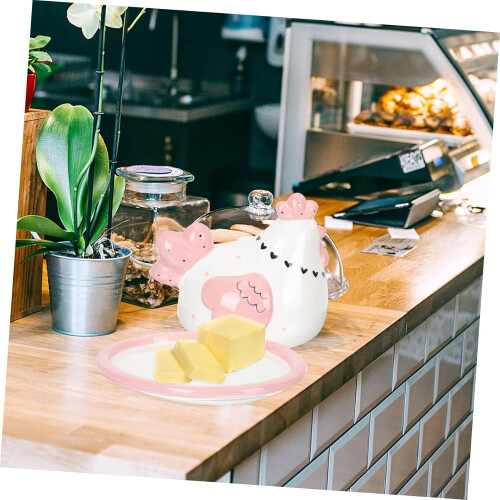 Ceramic Butter Dish with Lid Adorable Chick Design Decorative Kitchen Countertop Container 1