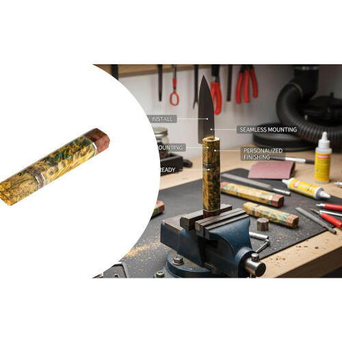 Kitchen Knife Handle Octagon Design with Ergonomic Grip for DIY Blade Making and Replacement 2