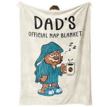 Funny Dad Blanket with Playful Bear Design, UltraSoft Throw for Fathers Day Gifts, 60 x 50 Beige