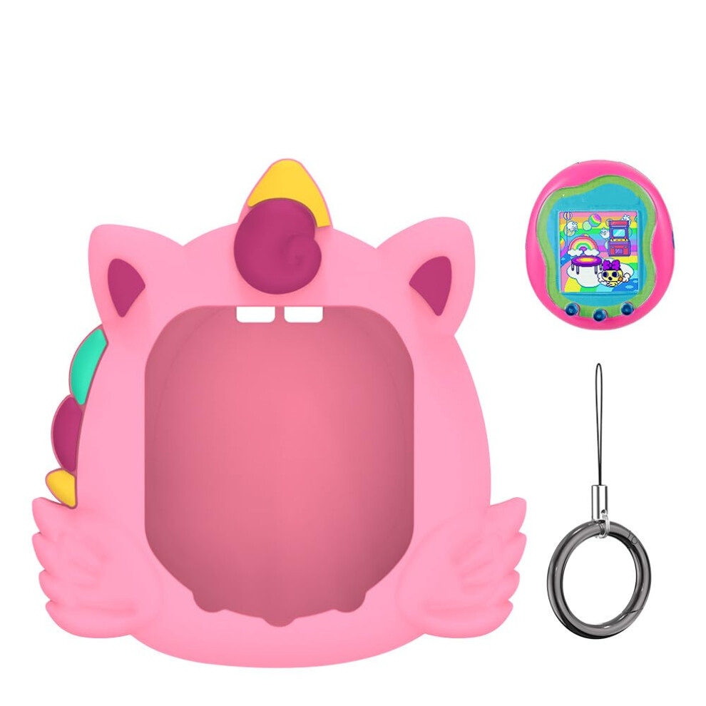 Case For Tamagotchi Uni 2023 Shockproof Silicone Cover With Finger Lanyard, Cartoon Protective Shell Pink 9174973457763