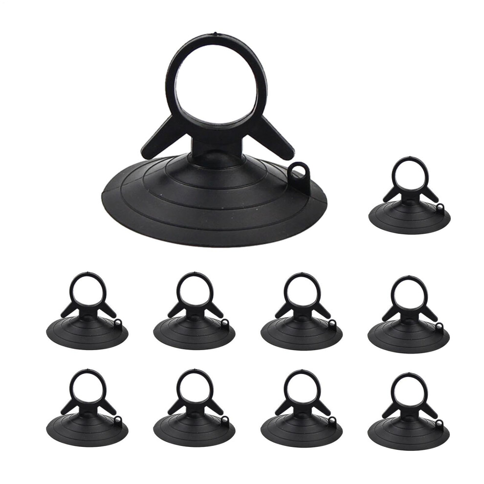 Car Suction Cup Windshield Mount With Secure Grip, Reusable Spacesaving Hooks, 10Pcs Black 9053599118879