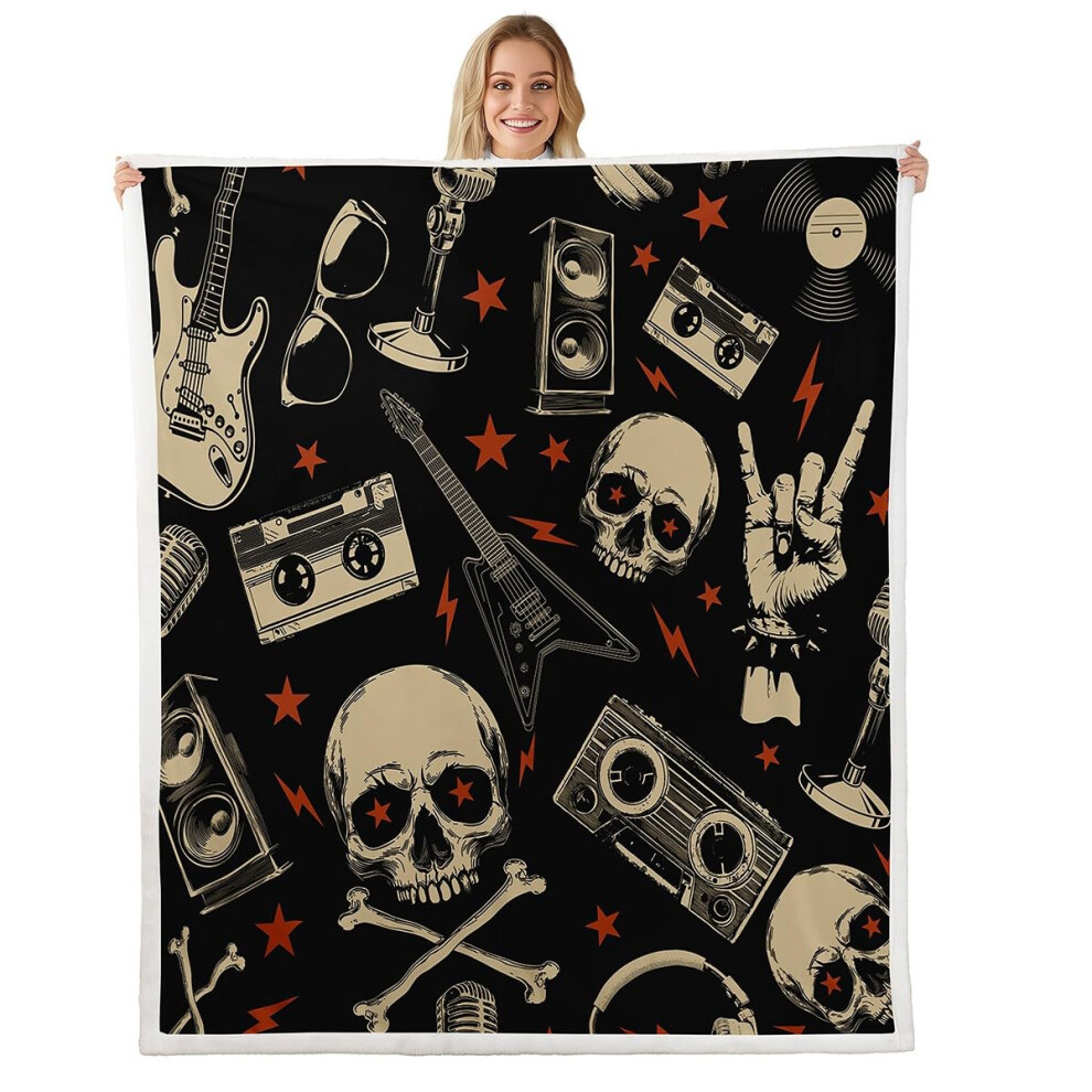 Baby Blanket 30x40 Ultra Soft Reversible Fleece Throw with Sherpa Lining Gothic Sugar Skull Design