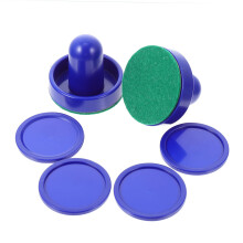 2 air hockey paddles with felt pads and rounds, quality hockey accessories for arcade games and leisure activities.