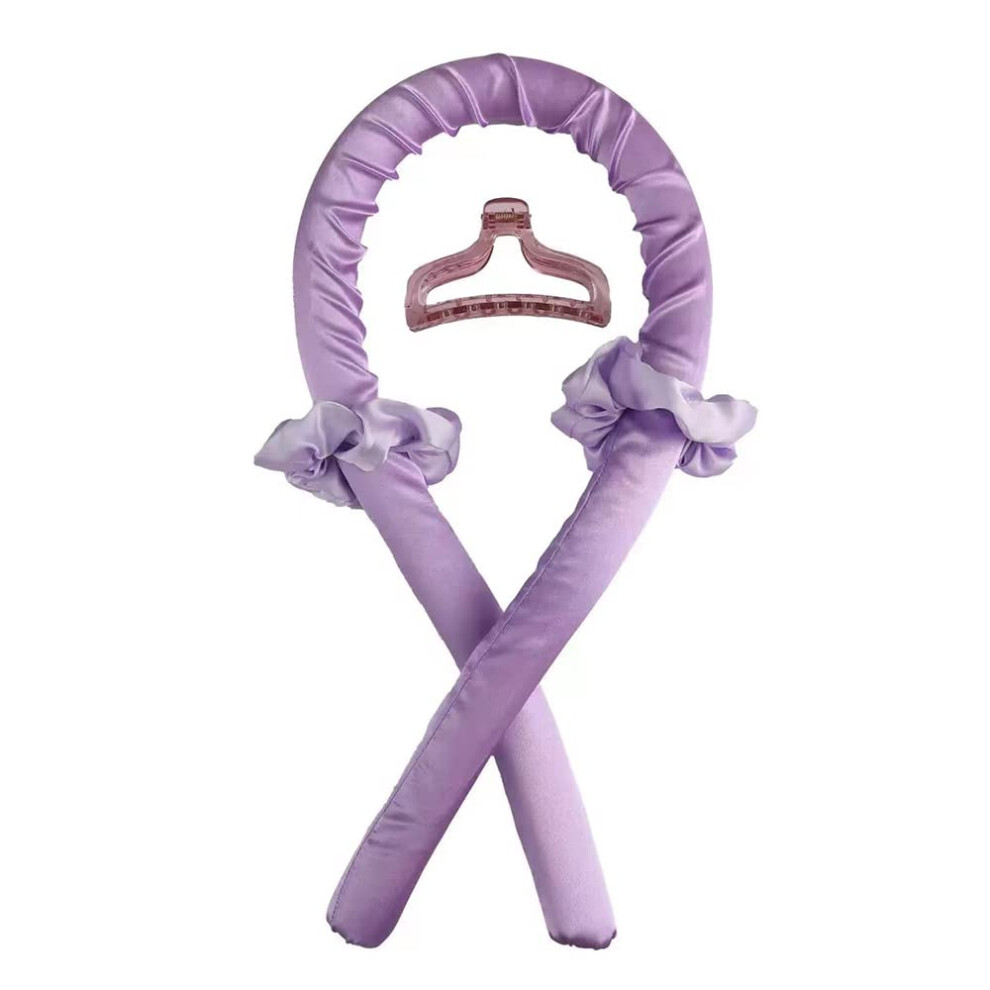 Purple Heatless Curling Headband For Overnight No Damage Waves, Flexible Spiral Hair Styling Tool