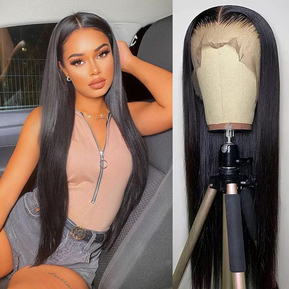 Human Hair Lace Front Wig 13x4 HD Transparent Lace Brazilian Straight Pre Plucked 150 Density