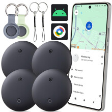 Bluetooth Tracker 4 Pack for Phones Keys Luggage, Compatible with Android & Google Find My Device, IP66 Waterproof