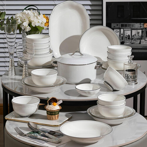 Ceramic Dinnerware Set Soup Pot Microwave Dishwasher Safe Scratch Resistant Solid Color 1