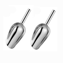 2 Pieces Stainless Steel Ice Scoop Rustproof Metal Utility Scoops for Kitchen Bar Wedding Dishwasher Safe