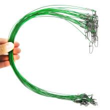 30Pcs Fishing Wire Leaders,150LB 19Inch Stainless Steel High Strength Fishing Line Leaders with Swivels and Snaps,Black/Red/Gree Green