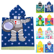 Kids Hooded Beach Towel Astronaut 24x24 Inch Ultra Absorbent Microfiber for Bath Pool Swim