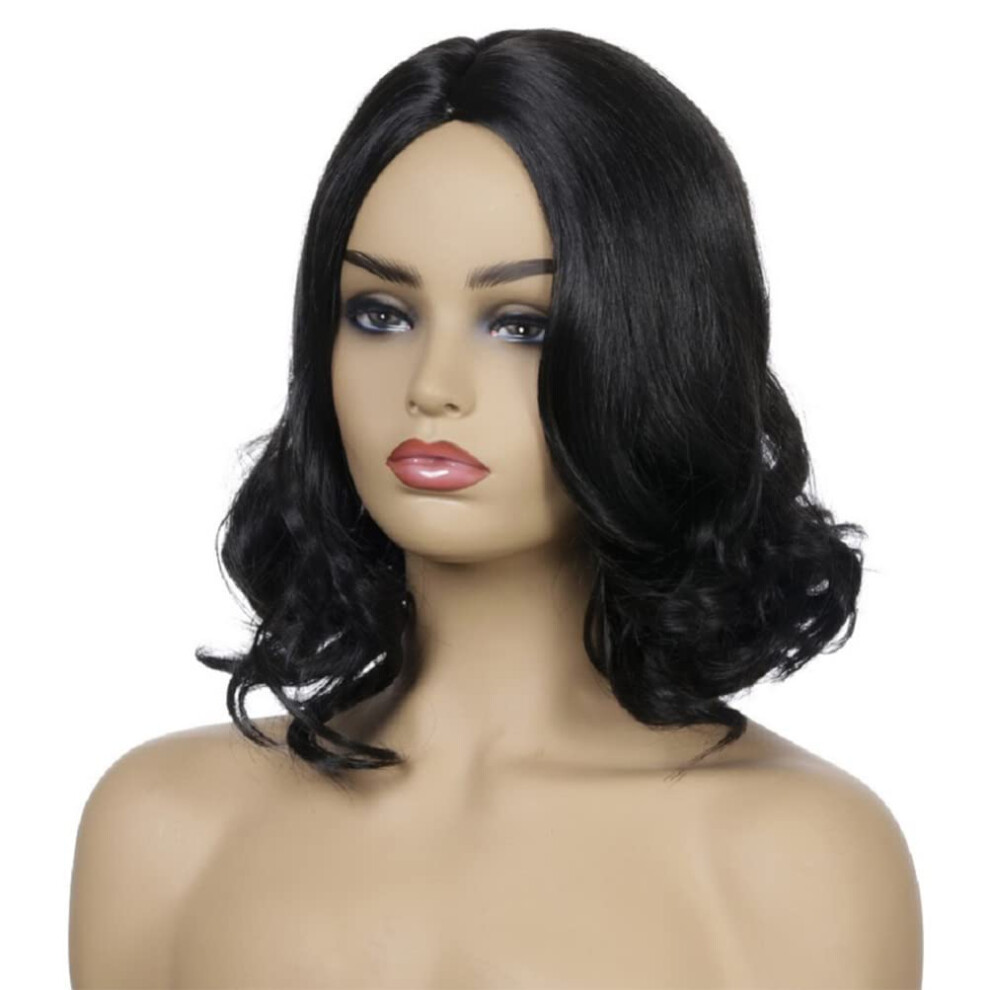 Unisex Black Short Curly Synthetic Wig With Bangs For Women Natural Look Lightweight Daily And Cosplay Wear