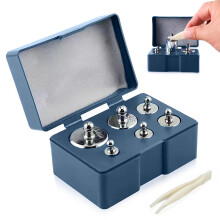 Calibration Weight Set: 5g, 10g, 2x20g, 50g, 100g with Tweezers (Silver)