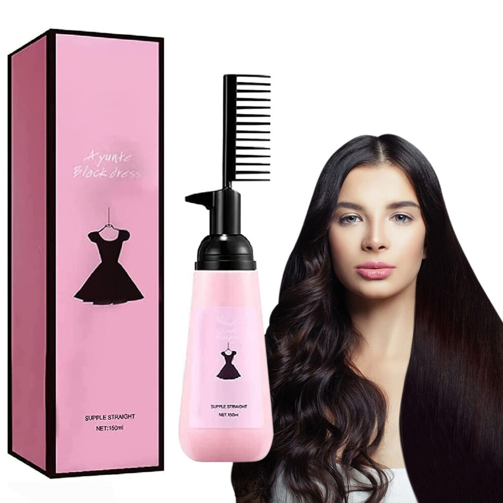 Hair Straightening Cream with Builtin Comb, Fast Styling and Nourishing for Dry Curly Hair (1pcs)
