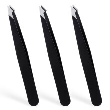 3 Pack Precision Eyebrow and Ingrown Hair Tweezers Set, Stainless Steel Slanted and Pointed Tips