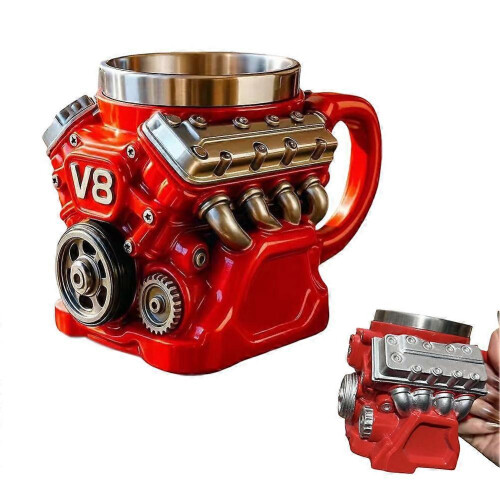 (V8) 15oz Retro Engine Mug Large Capacity Drinking Mug Present for Coffee Lovers