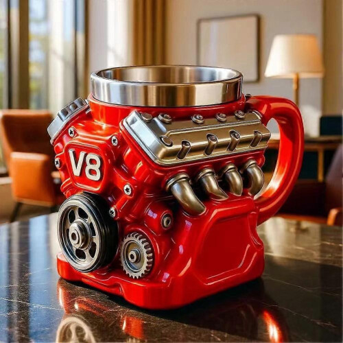 (V8) 15oz Retro Engine Mug Large Capacity Drinking Mug Present for Coffee Lovers 2