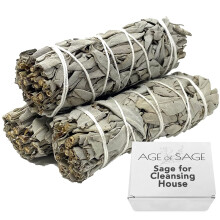 White Sage Smudge Sticks 4 Inch California Sage Bundle for Space Cleansing and Positive Vibes, 3 Pack