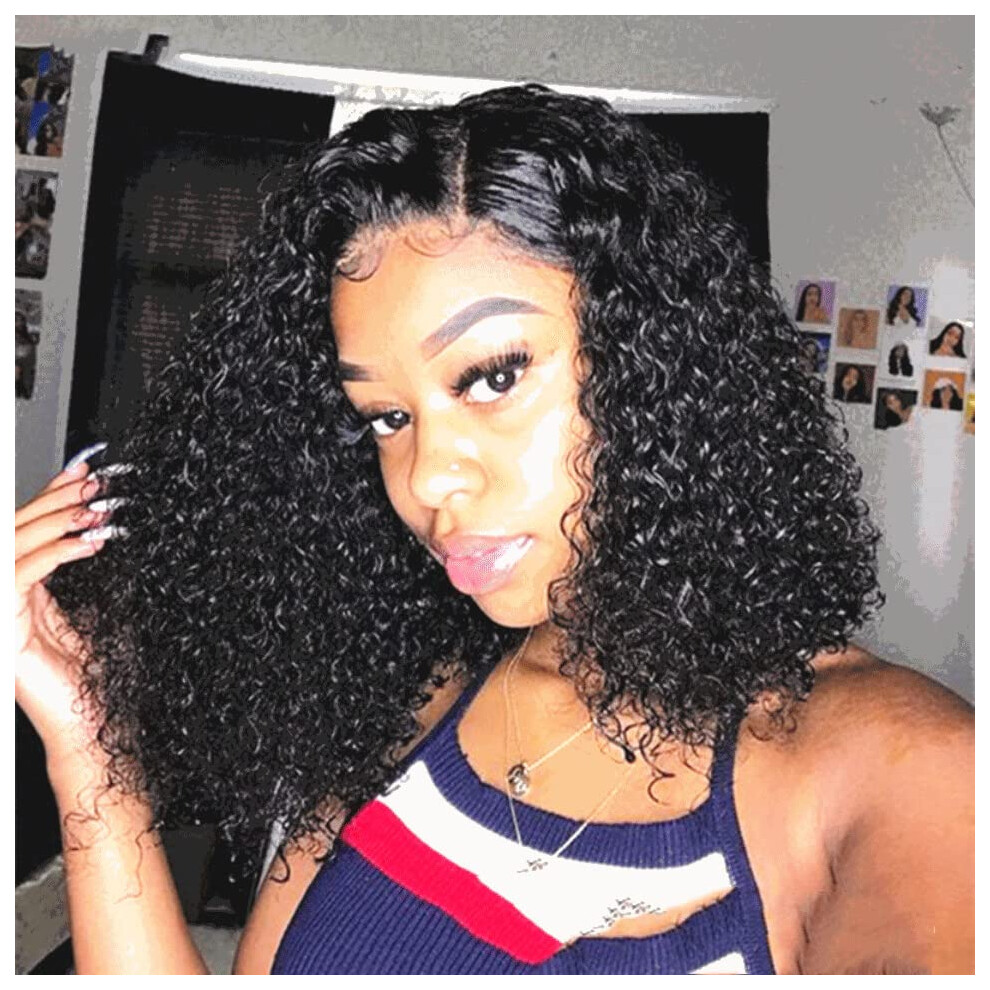 Unisex Curly Bob Wig With Bangs 20 Inch Pixie Cut Style, Defined Jerry Curls, Instant Volume Boost
