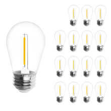 Solar String Light Bulbs Warm White 2700K E26 Solar Powered Shatterproof Outdoor LED 15 Pack